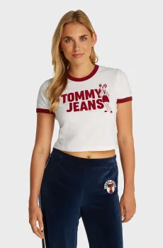 Женская белая футболка TJW DEER GRAPHIC RINGER TEE Белый M Tommy Jeans DW0DW20561
