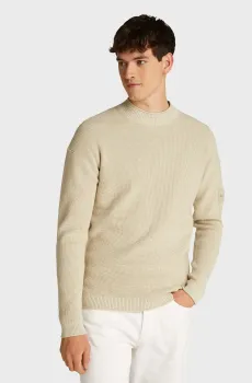 Мужской бежевый джемпер BADGE RELAXED Бежевый L Calvin Klein Jeans J30J323986