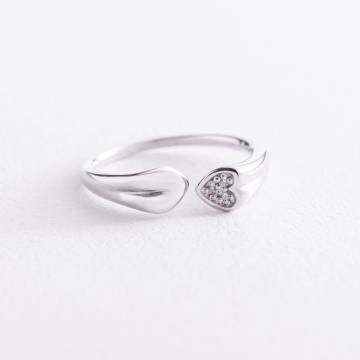 Серебряное кольцо "Сердечко" с фианитами 3895 Серебряное кольцо "Сердечко" с фианитами 3895