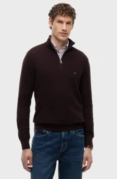 Мужская темно-коричневая кофта PIMA STRUCTURE ZIP Коричневый XL Tommy Hilfiger MW0MW44760
