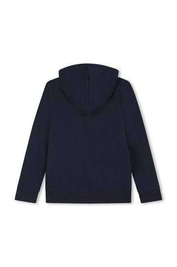 Детская хлопковая кофта Kenzo Kids цвет синий с капюшоном с принтом K60767 Детская хлопковая кофта Kenzo Kids цвет синий с капюшоном с принтом K60767