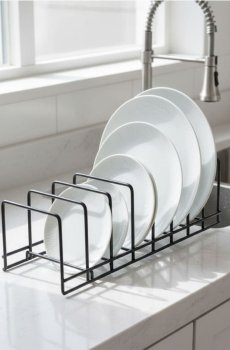 Металевий органайзер для посуду - чорний