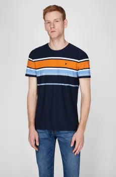 Мужская темно-синяя футболка в полоску Синий XL Pierre Cardin PC.-C5 21120.2086