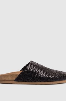 Черные кожаные мюли