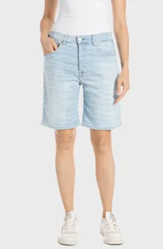 Женские голубые джинсовые шорты с узором Голубой 27 Replay WA518 .000.581 683