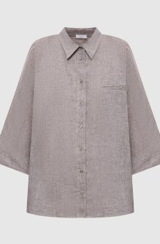 Коричневая рубашка из льна с цепочкой