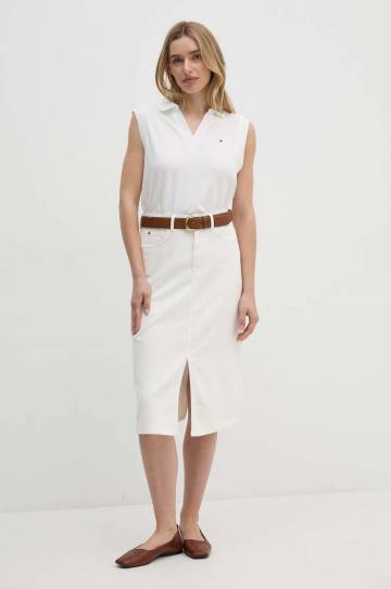 Топ Tommy Hilfiger женский цвет белый WW0WW44463 Топ Tommy Hilfiger женский цвет белый WW0WW44463