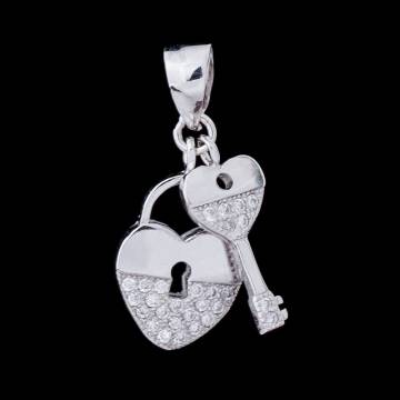 Серебряная подвеска "Замочек и ключик" с фианитами 132264 Серебряная подвеска "Замочек и ключик" с фианитами 132264