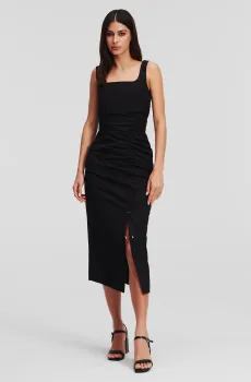 Женское черное платье GATHERED STRETCH DRESS Черный 44 Karl Lagerfeld 241W1303
