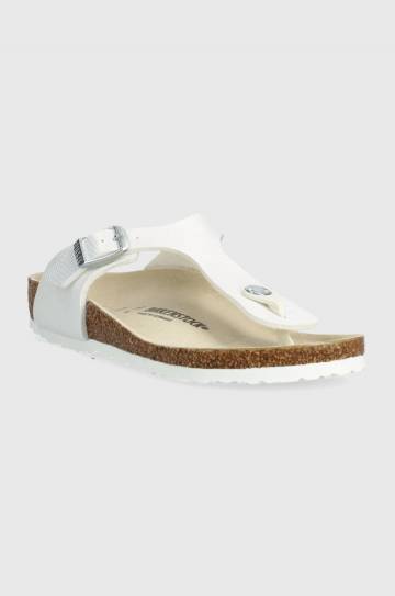 Детские вьетнамки Birkenstock Gizeh K BF Shiny Lizard цвет белый Детские вьетнамки Birkenstock Gizeh K BF Shiny Lizard цвет белый