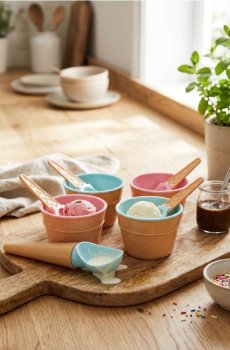 Набір для сервірування морозива - різнобарвний