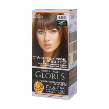 Стойкая крем-краска для волос Gloris Gloss & Grace для двух применений 4.56 Натуральный кофе, 130 мл Стойкая крем-краска для волос Gloris Gloss & Grace для двух применений 4.56 Натуральный кофе, 130 мл