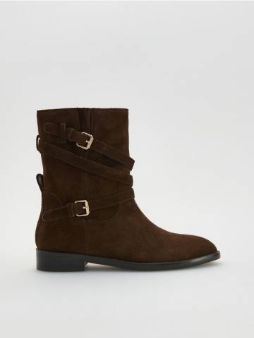 Reserved - LADIES` ANKLE BOOTS - темно коричневий - 365FF-89X Reserved - LADIES` ANKLE BOOTS - темно коричневий - 365FF-89X