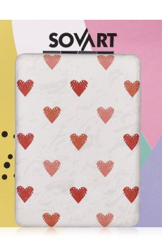 Зеркальце Sovart компактное, прямоугольное, красные сердца, 1 шт