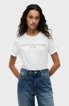 Женская белая футболка REG CORP LOGO C-NK SS Белый XS Tommy Hilfiger WW0WW40276