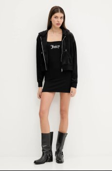Кофта из велюра Juicy Couture BRENDAL CROP OVERSIZED HOODIE