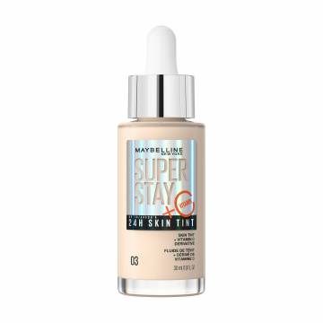 Стойкий тональный флюид для лица Maybelline New York Superstay Skin Tint, с витамином С, оттенок 03, 30 мл Стойкий тональный флюид для лица Maybelline New York Superstay Skin Tint, с витамином С, оттенок 03, 30 мл