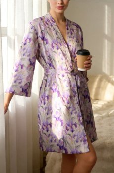 Халат із квітковим мотивом - світло-ліловий