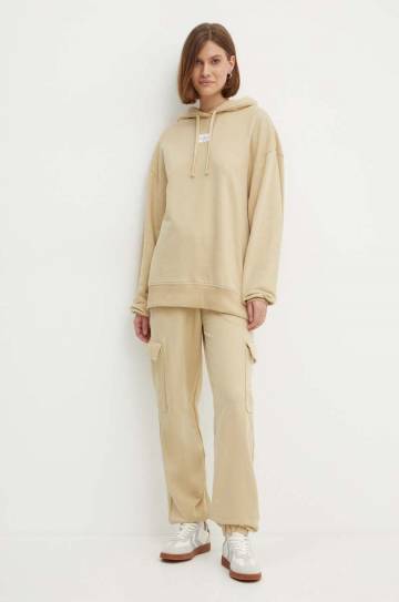 Хлопковые спортивные штаны Calvin Klein Jeans цвет бежевый однотонные J20J223589 Хлопковые спортивные штаны Calvin Klein Jeans цвет бежевый однотонные J20J223589