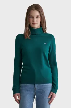 Женский зеленый шерстяной гольф EXTRAFINE LAMBSWOOL ROLLNECK Зеленый S Gant 4805263