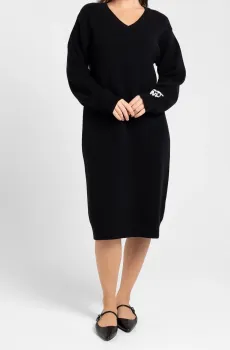 Женское черное шерстяное платье Черный M DKNY D2G4A160