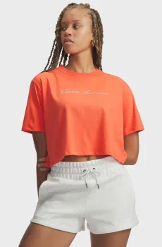 Женская оранжевая футболка UA W WM CROP SS Оранжевый XS Under Armour 6010588-690