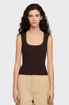 Женский темно-коричневый топ Коричневый XS Sandro SFPPU02836_Brown