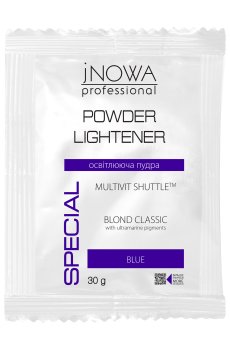 Осветляющая пудра для волос jNOWA Professional Blond Classic Powder Lightener с антижелтым эффектом, синяя, 30 г