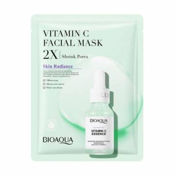 Тканевая маска для лица Bioaqua Vitamin C Facial Mask 2Х Shrink Pores с витамином С, 30 г Тканевая маска для лица Bioaqua Vitamin C Facial Mask 2Х Shrink Pores с витамином С, 30 г