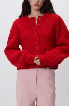 Reserved - Кардиган с объемными рукавами - червоний - 238HI-33X