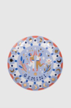 Голубая фарфоровая тарелка для закусок Gemini