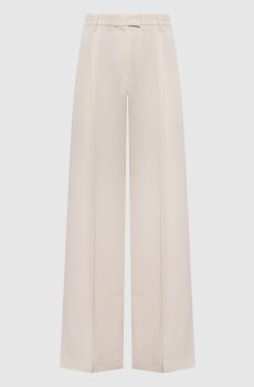 Бежевые брюки с леном с цепочкой мониль