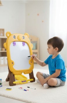 Двостороння дошка з крейдою та маркерами - жовтий