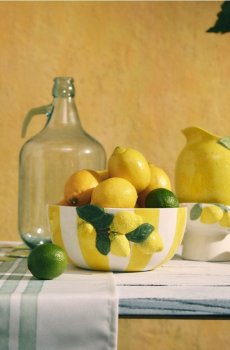 Декоративна керамічна миска з мотивом лимонів - жовтий