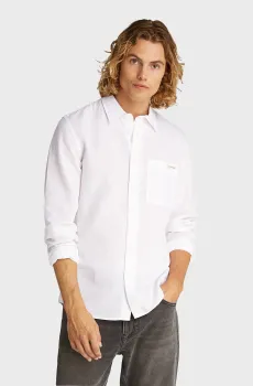 Мужская белая льняная рубашка Белый L Calvin Klein Jeans J30J327295