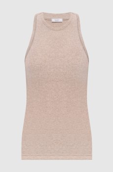 Бежевый меланжевый топ с цепочкой