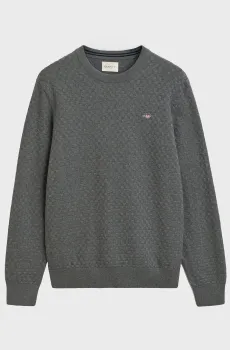 Мужской серый джемпер MICRO TEXTURE C-NECK Серый XXL Gant 8030261