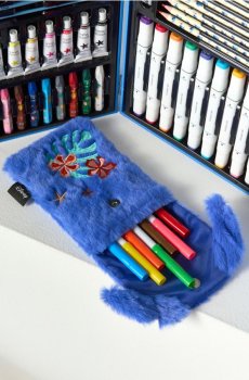 Плюшевий пенал з маркерами 8 pack Stitch - синій