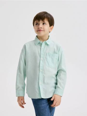 Reserved - Сорочка oversize із додаванням льону - блідо-зелений - 8970X-07X