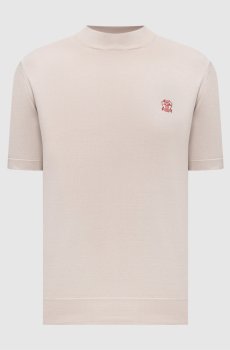 Бежевая футболка с эмблемой