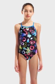 Детский черный купальник с узором GRAFFITI SWIMSUIT LIGHT DROP B Черный 14 Arena 010289-580