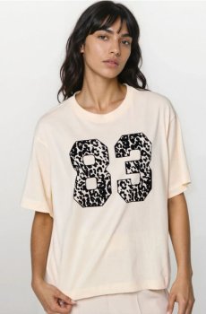 Бавовняна футболка з написом - нюдовий