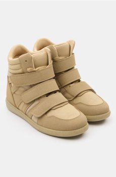 Високі кеди з екошкіри під замшу - бежевий