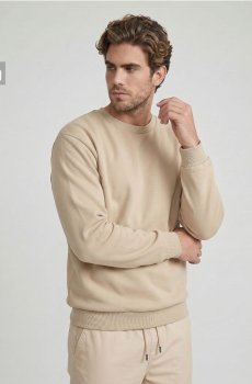 Базова кофта crewneck з домішкою бавовни - бежевий