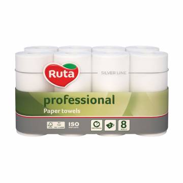 Бумажные полотенца Ruta Silver Line Professional 2-слойные, белые, 8 рулонов Бумажные полотенца Ruta Silver Line Professional 2-слойные, белые, 8 рулонов