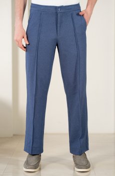The Pant Project Men Kai Blue Relaxed Fit Power-Stretch Pintuck Pants