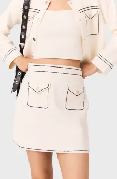 Женская белая юбка Белый 36 MAJE MFPJU01455_Ecru