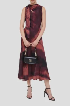 Женское бордовое платье с узором Бордовый S DKNY P3GBNU84