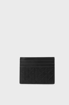 Мужской черный кожаный кардхолдер EMBOSSED Черный ONESIZE Calvin Klein LV04D1128G