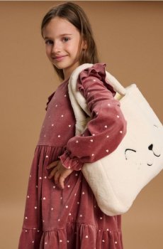 Шопер-сумка з штучним хутром - кремовий